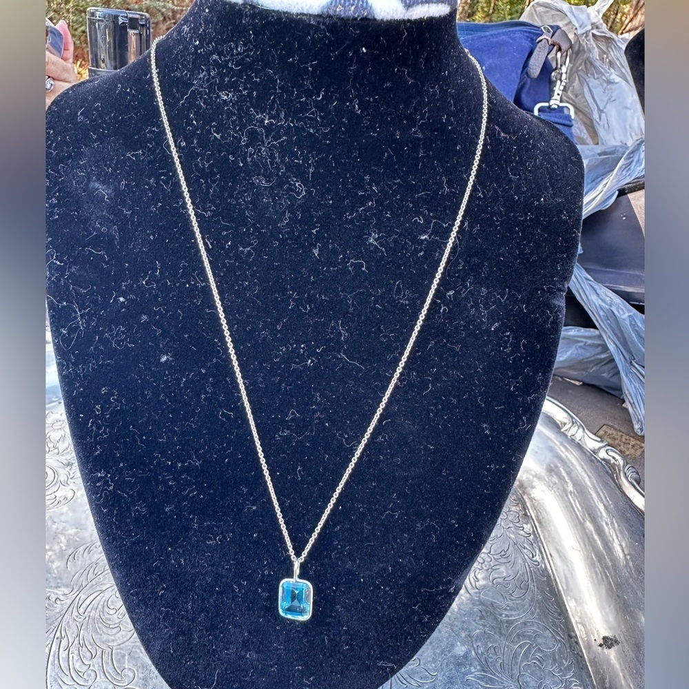 925  Silver Necklace with Blue Pendant